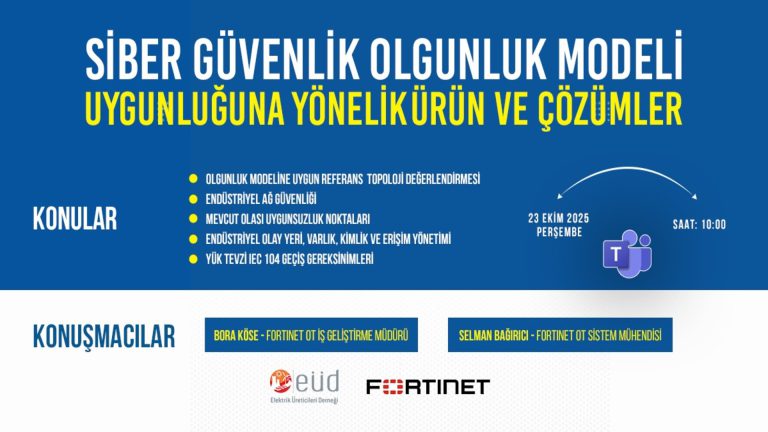 EÜD & Fortinet Siber Güvenlik Olgunluk Modeli Uygunluğuna Yönelik Ürün ve Çözümler Webinarı