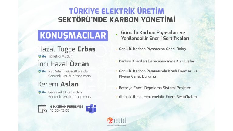 EÜD & Life Climate – Türkiye Elektrik Üretim Sektöründe Karbon Yönetimi (Gönüllü Karbon Piyasaları ve Yenilenebilir Enerji Sertifikaları) Webinarı
